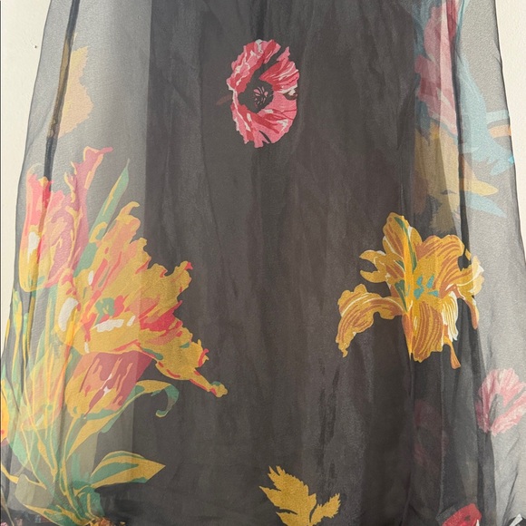 NWT Staud floral print sheer lined shirt sleeve hi neck maxi dress sz S - Picture 5 of 11